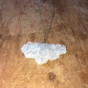 Agate Pendant with Brass Chain